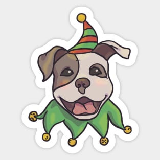 Christmas Pitbull Elf Sticker